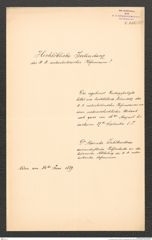 k.k. naturhistorisches Hofmuseum, Intendanzakten 1885-1896 (Hauer), Aktenzahl Z.436/1889, Seite 1